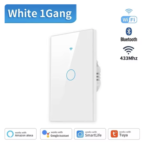 Interruptor táctil de luz WiFi de 1 GANG Funciona con Alexa Y Google Home